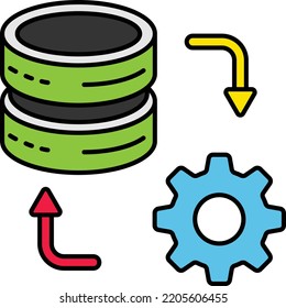 IT Operations Analytics Vector Color Icon Design, Big Data Symbol, Business Intelligence Sign,Web Hosting And Data Center Stock Illustration, Database Maintenance Concept