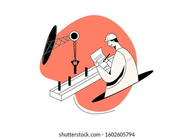 Operations Engineer concept with character. Can use for web banner, mobile app, hero images. Flat vector illustration on white background.