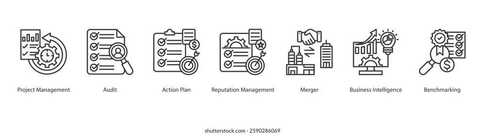 Operations Icon benchmarking, merger, audit, project management, action plan, reputation management , business intelligence