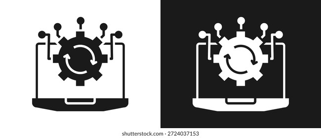 It Operations Icon Set Glyph In White And Black Background
