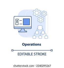 Operations light blue concept icon. Technology. Element of supply chain management abstract idea thin line illustration. Isolated outline drawing. Editable stroke. Arial, Myriad Pro-Bold fonts used