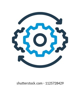 Operations line icon. Isolated settings line icon with cogwheels. Vector illustration.