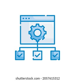 Operations Management vector blue colour icon style illustration. EPS 10 file