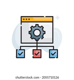 Operations Management vector filled outline icon style illustration. EPS 10 file
