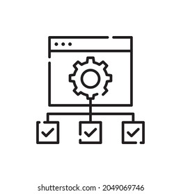Operations Management vector outline icon style illustration. EPS 10 file