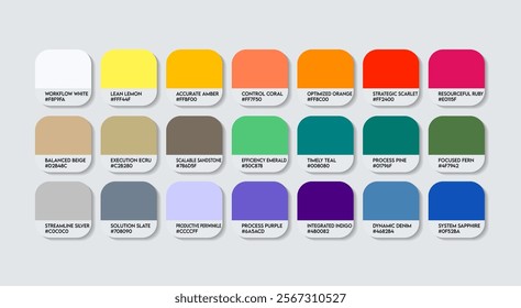 Operations Manager Color Guide Palette with Color Names. Catalog Sample Operations Manager with RGB HEX codes and Names. Operations Manager Color Palette, Fashion Trend Managers Color Palette