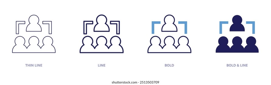Operations manager icon in 4 different styles. Thin Line, Line, Bold, and Bold Line. Duotone style. Editable stroke.