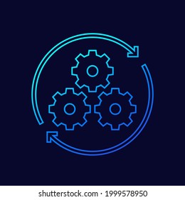 operations, process line icon with gears