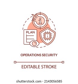 Operations security red concept icon. Intelligence defense. Information operations abstract idea thin line illustration. Isolated outline drawing. Editable stroke. Arial, Myriad Pro-Bold fonts used