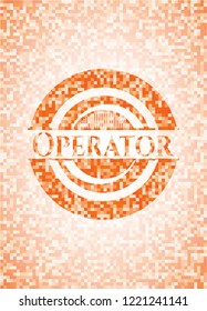 Operator abstract orange mosaic emblem with background