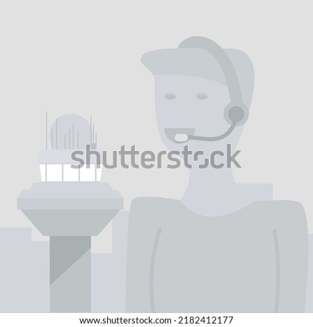 operator at the airfield and all in gray