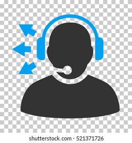 Operator Answer Speech icon. Vector pictogram style is a flat bicolor symbol, blue and gray colors, chess transparent background. Designed for software and web interface toolbars and menus.