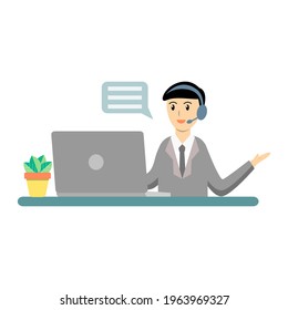 Operador respondiendo a la pregunta del cliente. servicio al cliente, agente de Broker, vector de concepto de servicio de call center