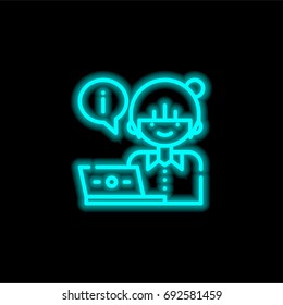 Operator blue glowing neon ui ux icon. Glowing sign logo vector
