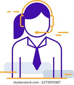 Operator business people icon with orange purple outline style. operator, support, customer, service, call, chat, help. Vector Illustration