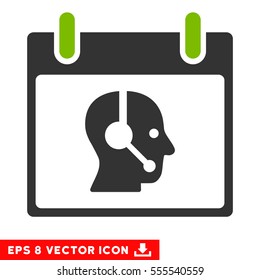 Operator Calendar Day icon. Vector EPS illustration style is flat iconic bicolor symbol, eco green and gray colors.