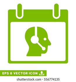 Operator Calendar Day icon. Vector EPS illustration style is flat iconic symbol, eco green color.