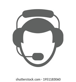 Operador, centro de llamadas, icono de asistencia al cliente. Gráficos vectoriales grises.