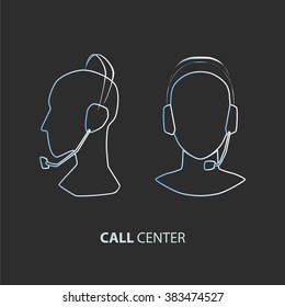 operator call center in the face and in profile