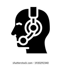 operator call center worker with headphones glyph icon vector. operator call center worker with headphones sign. isolated contour symbol black illustration