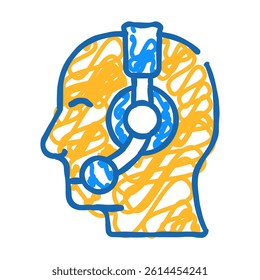 operator call center worker with headphones doodle icon sketch vector. operator call center worker with headphones sign. isolated symbol illustration