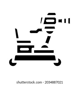 operator cart with video camera glyph icon vector. operator cart with video camera sign. isolated contour symbol black illustration