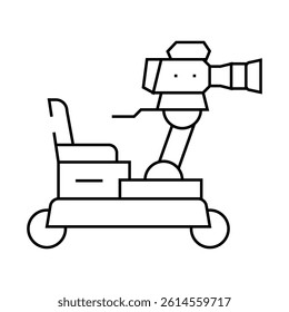 operator cart with video camera line icon vector. operator cart with video camera sign. isolated contour symbol black illustration