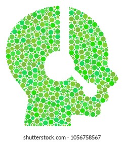 Operator composition of dots in different sizes and ecological green color tints. Vector round dots are combined into operator illustration. Freshness vector illustration.