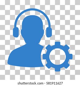 Operator Configuration Gear vector pictogram. Illustration style is a flat iconic cobalt symbol on a transparent background.