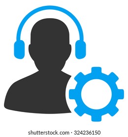 Operator Configuration vector icon. Style is bicolor flat symbol, blue and gray colors, rounded angles, white background.