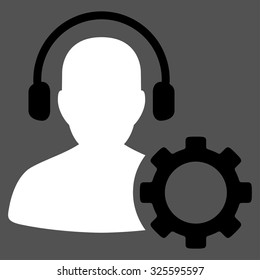 Operator Configuration vector icon. Style is bicolor flat symbol, black and white colors, rounded angles, gray background.