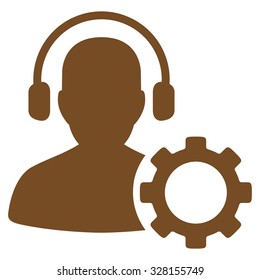 Operator Configuration vector icon. Style is flat symbol, brown color, rounded angles, white background.