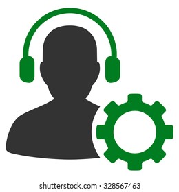 Operator Configuration vector icon. Style is bicolor flat symbol, green and gray colors, rounded angles, white background.