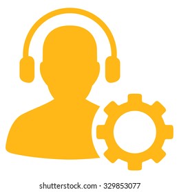 Operator Configuration vector icon. Style is flat symbol, yellow color, rounded angles, white background.