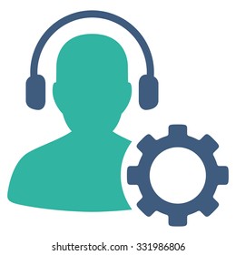 Operator Configuration vector icon. Style is bicolor flat symbol, cobalt and cyan colors, rounded angles, white background.