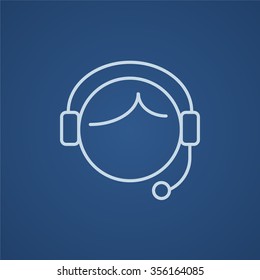 Operator of customer service line icon for web, mobile and infographics. Vector light blue icon isolated on blue background.