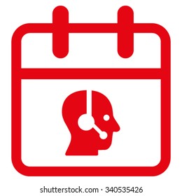 Operator Date vector icon. Style is flat symbol, red color, rounded angles, white background.