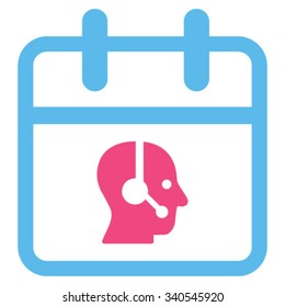 Operator Date vector icon. Style is bicolor flat symbol, pink and blue colors, rounded angles, white background.
