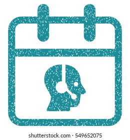 Operator Day grainy textured icon for overlay watermark stamps. Flat symbol with dust texture. Dotted vector soft blue ink rubber seal stamp with grunge design on a white background.