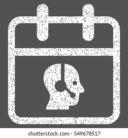 Operator Day grainy textured icon for overlay watermark stamps. Flat symbol with scratched texture. Dotted vector white ink rubber seal stamp with grunge design on a gray background.