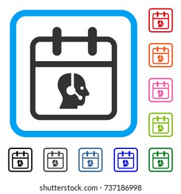 Operator Day icon. Flat gray pictogram symbol in a light blue rounded square. Black, gray, green, blue, red, orange color additional versions of Operator Day vector. Designed for web and software UI.