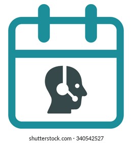 Operator Day vector icon. Style is bicolor flat symbol, soft blue colors, rounded angles, white background.