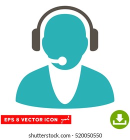 Operator EPS vector icon. Illustration style is flat iconic bicolor grey and cyan symbol on white background.