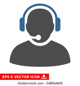 Operator EPS vector pictogram. Illustration style is flat iconic bicolor cobalt and gray symbol on white background.