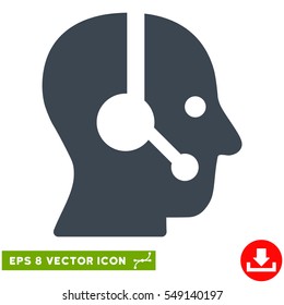 Operator EPS vector pictograph. Illustration style is flat iconic smooth blue symbol on white background.