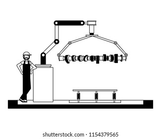 operator factory automotive robotic arm connecting rod