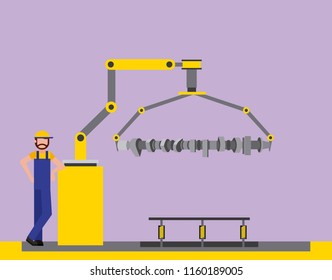 operator factory automotive robotic arm connecting rod