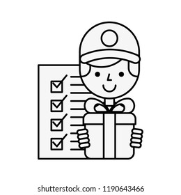 operator with gift box checklist online shopping logistic