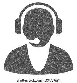 Operator grainy textured icon for overlay watermark stamps. Flat symbol with unclean texture. Dotted vector gray ink rubber seal stamp with grunge design on a white background.
