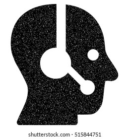 Operator grainy textured icon for overlay watermark stamps. Flat symbol with scratched texture. Dotted vector black ink rubber seal stamp with grunge design on a white background.